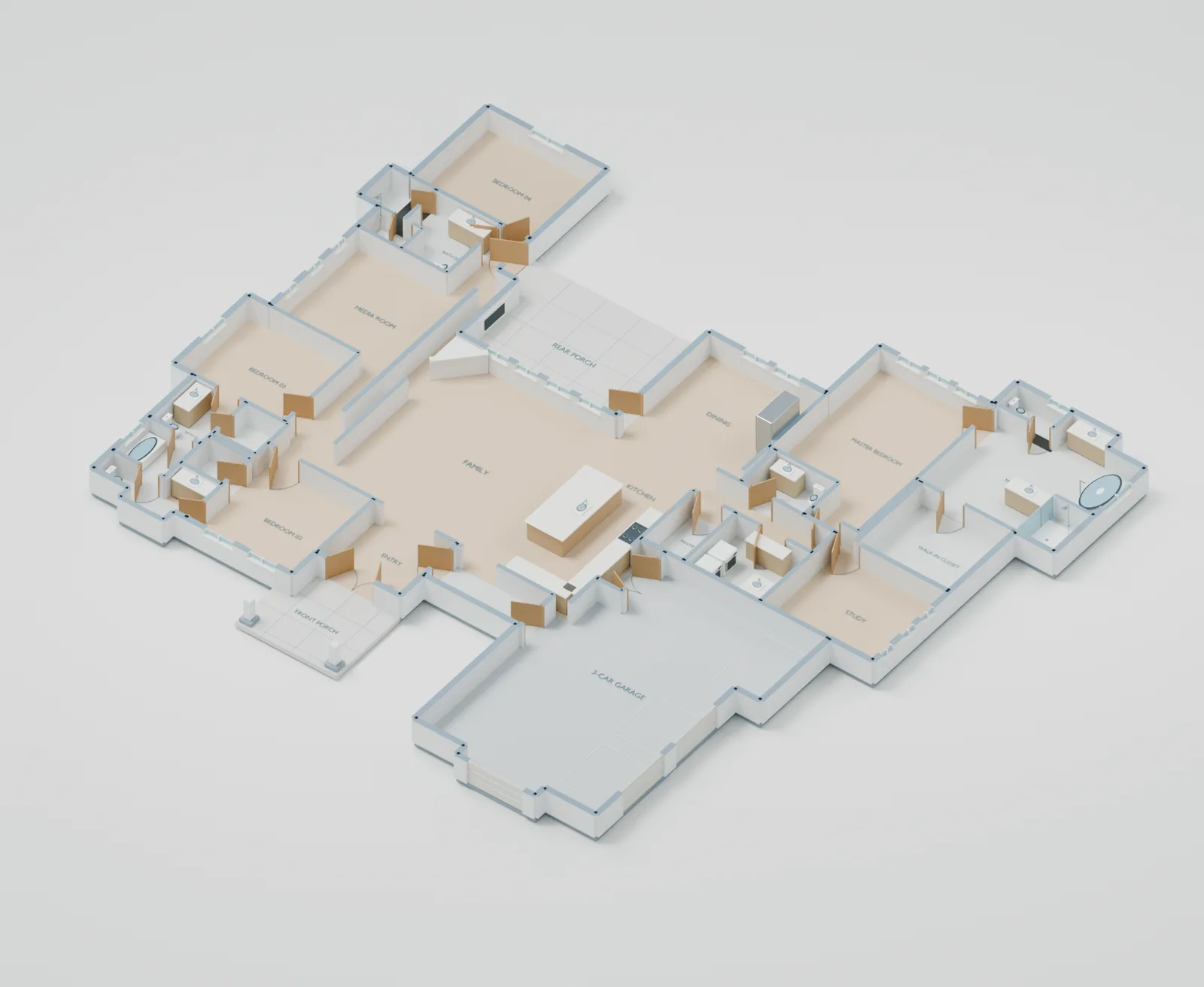 Interactive 3D cutaway model of The Angelina floor plan